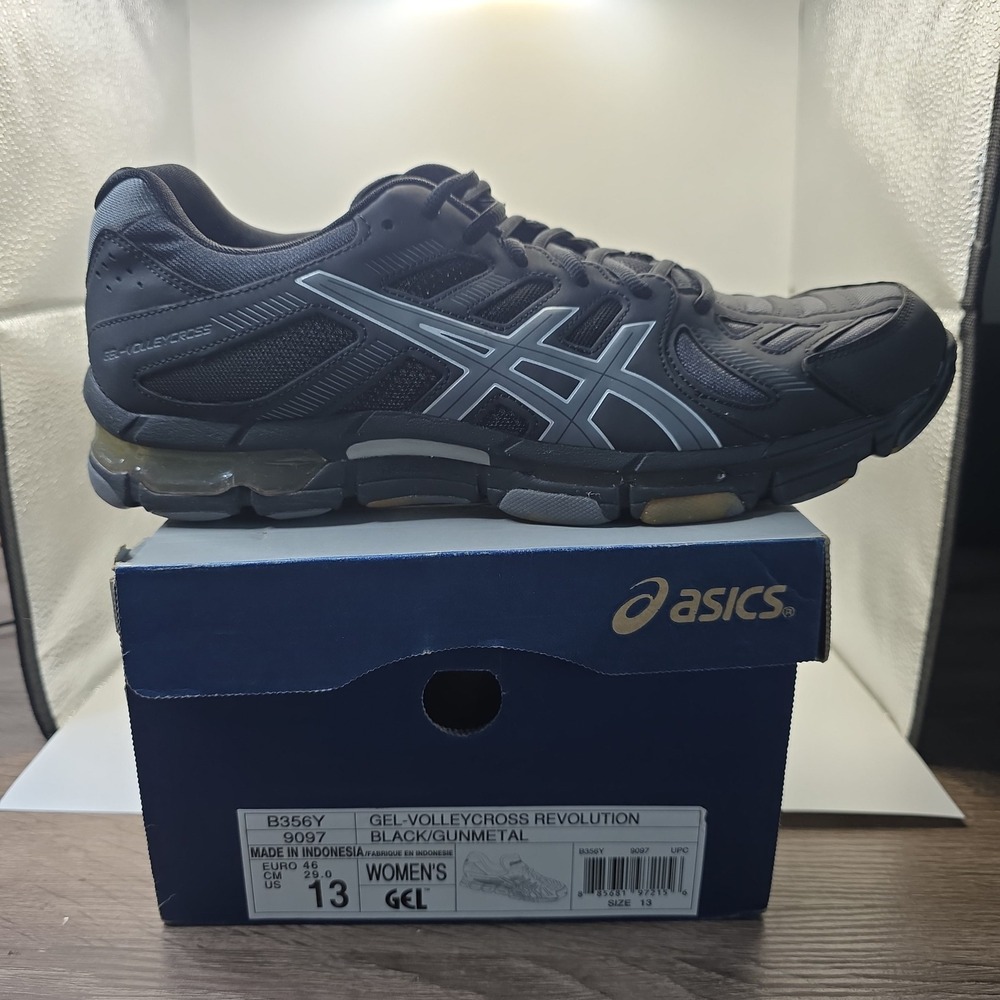 ASICS Gel-Volleycross Revolution Womens 13 Black Gunmetal Volleyball Shoes B356Y